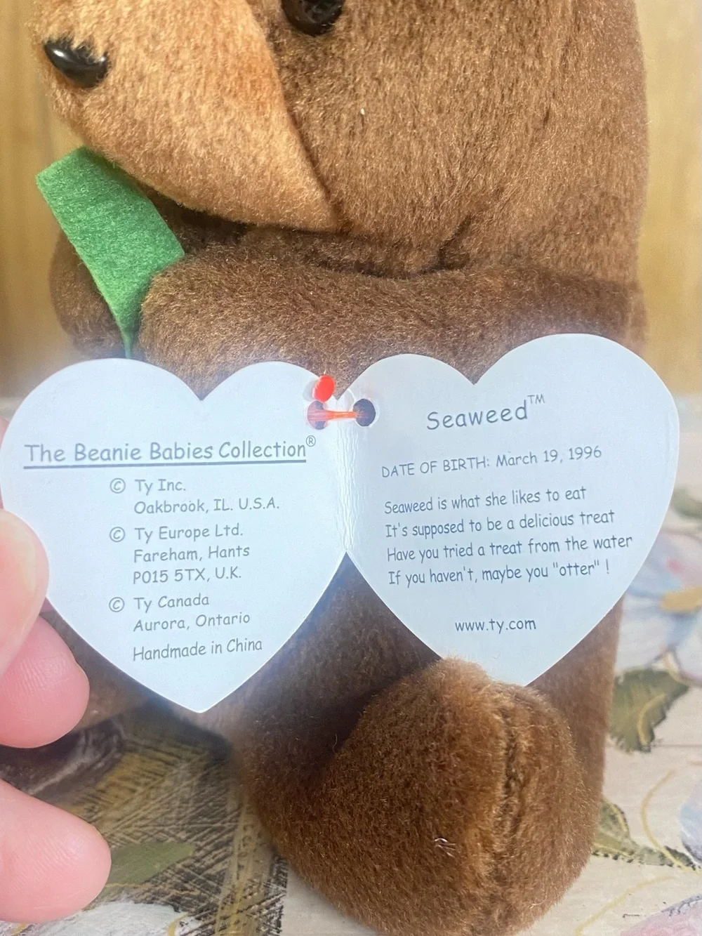 TY Beanie Babies Seaweed the Otter 1996 Original Retired Vintage Stuffed Plush